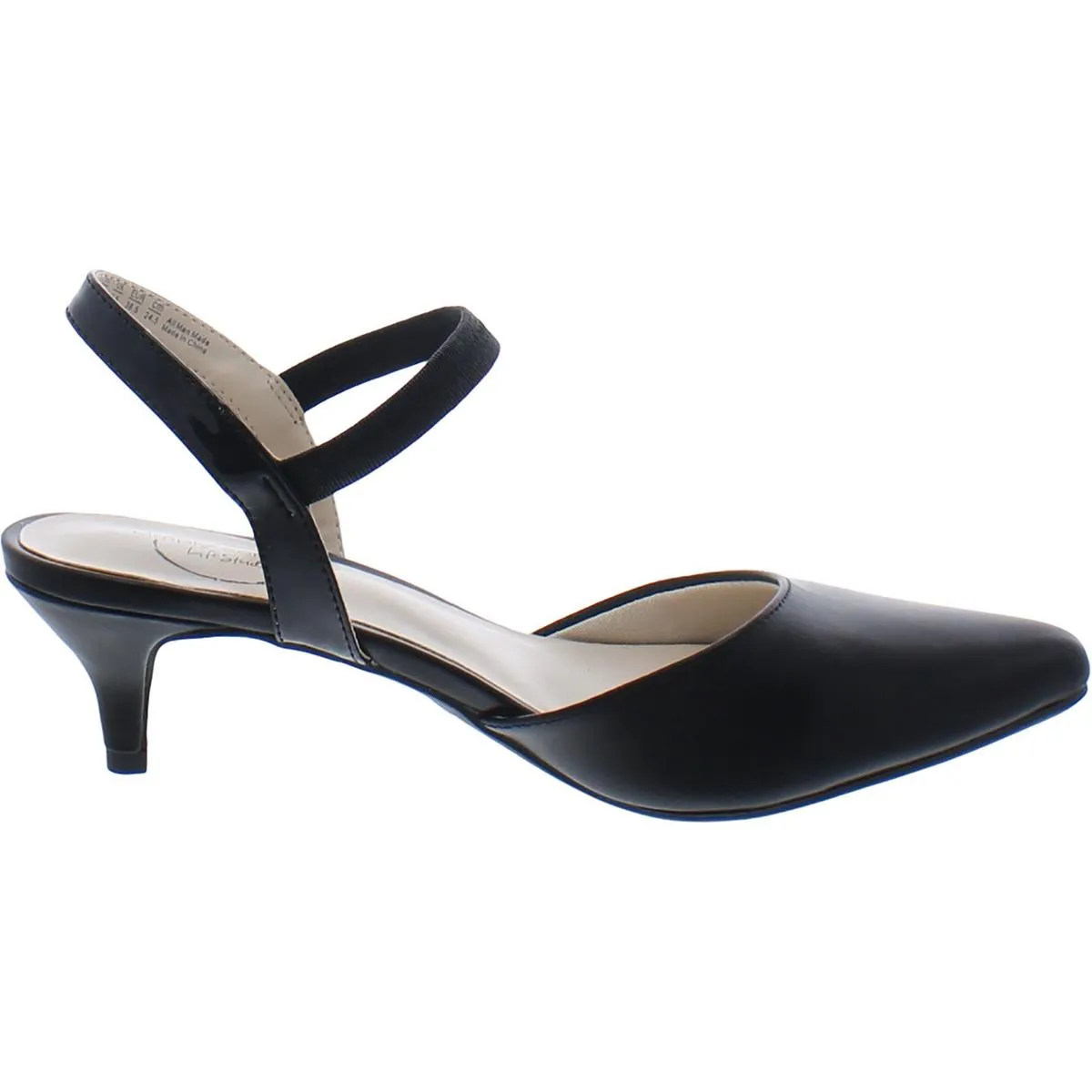 Miley Womens Faux Leather Pointed Toe Kitten Heels