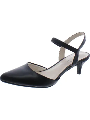 Miley Womens Faux Leather Pointed Toe Kitten Heels