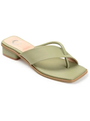 Mina Womens Faux Leather Block Heel