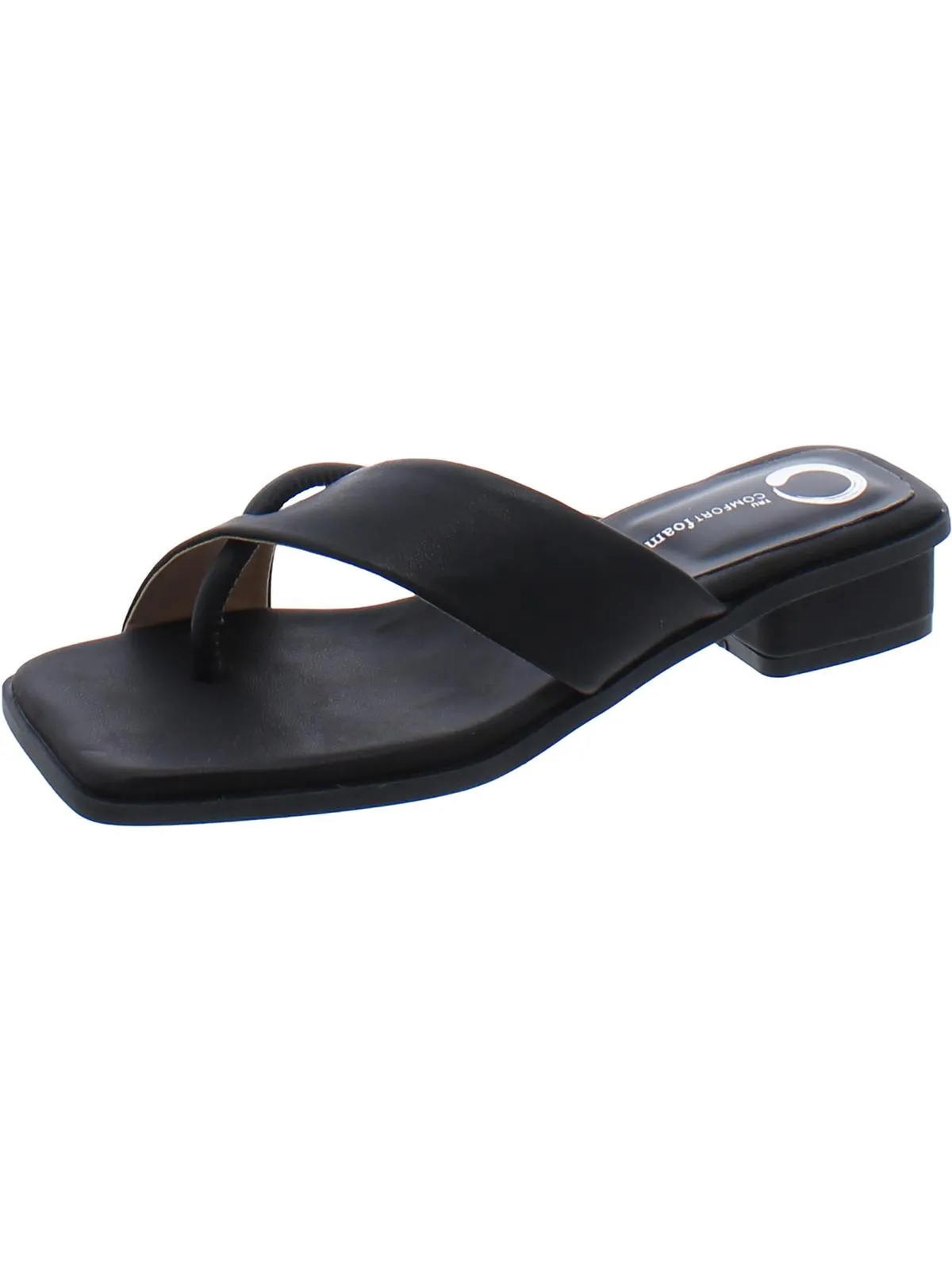 Mina Womens Faux Leather Block Heel