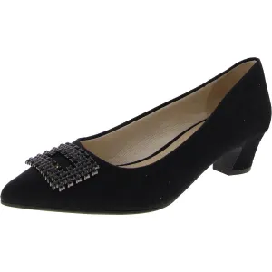 MINX BLING Womens Faux Suede Slip On Block Heels