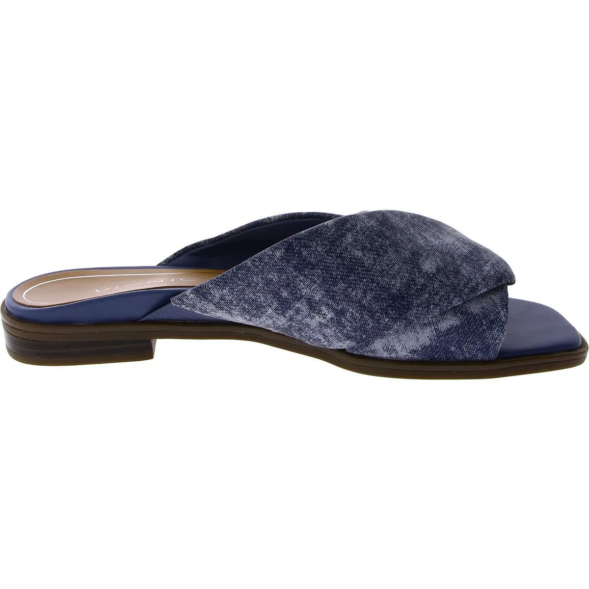 Miramar Womens Leather Peep-Toe Slide Sandals