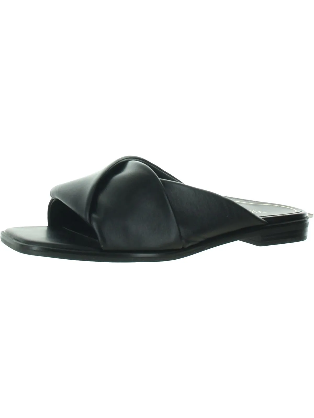 Miramar Womens Leather Peep-Toe Slide Sandals