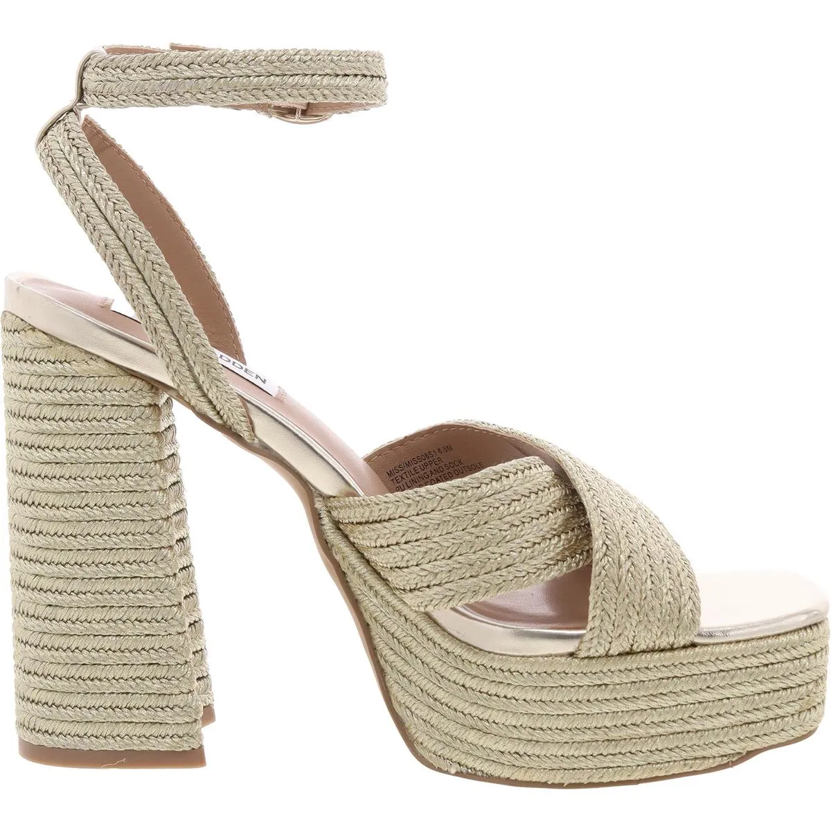 Miss Womens Criss-Cross Textured Platform Sandals