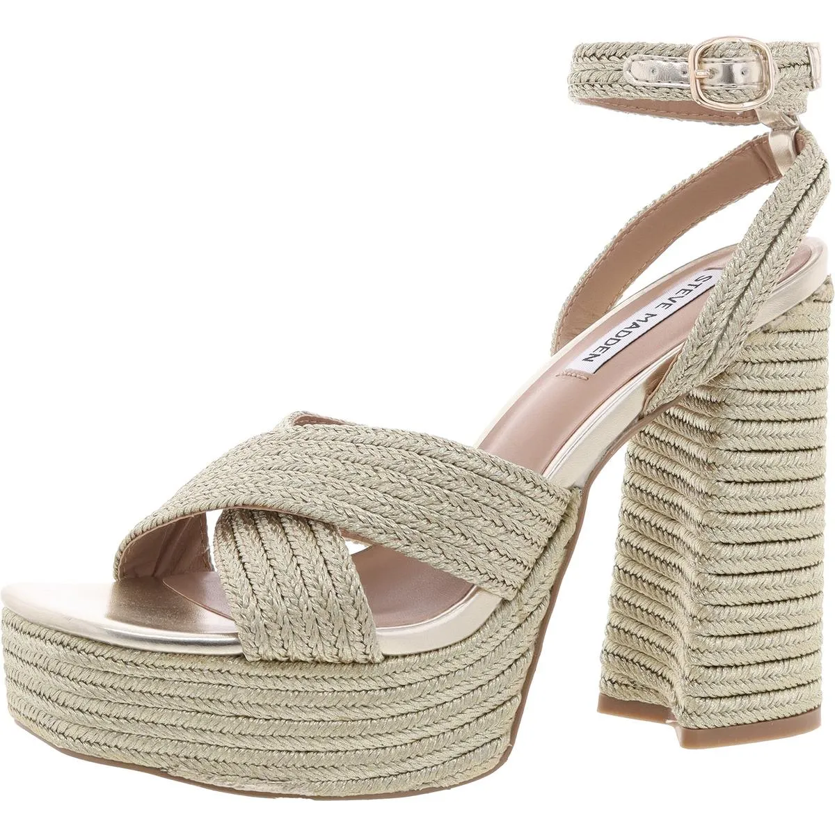 Miss Womens Criss-Cross Textured Platform Sandals
