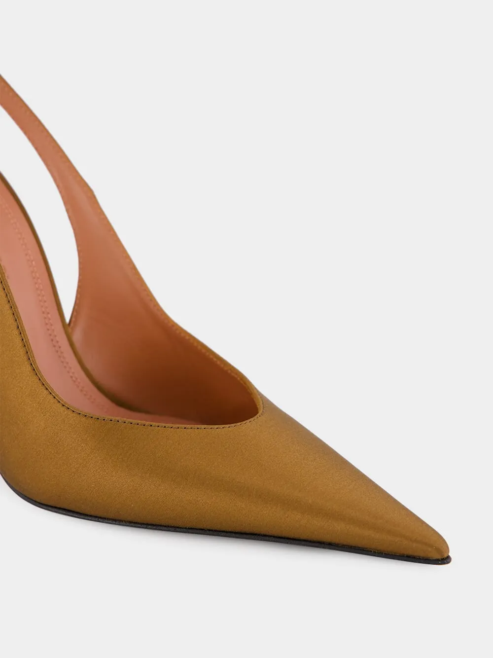 Mocha Satin Anok Slingback Pumps