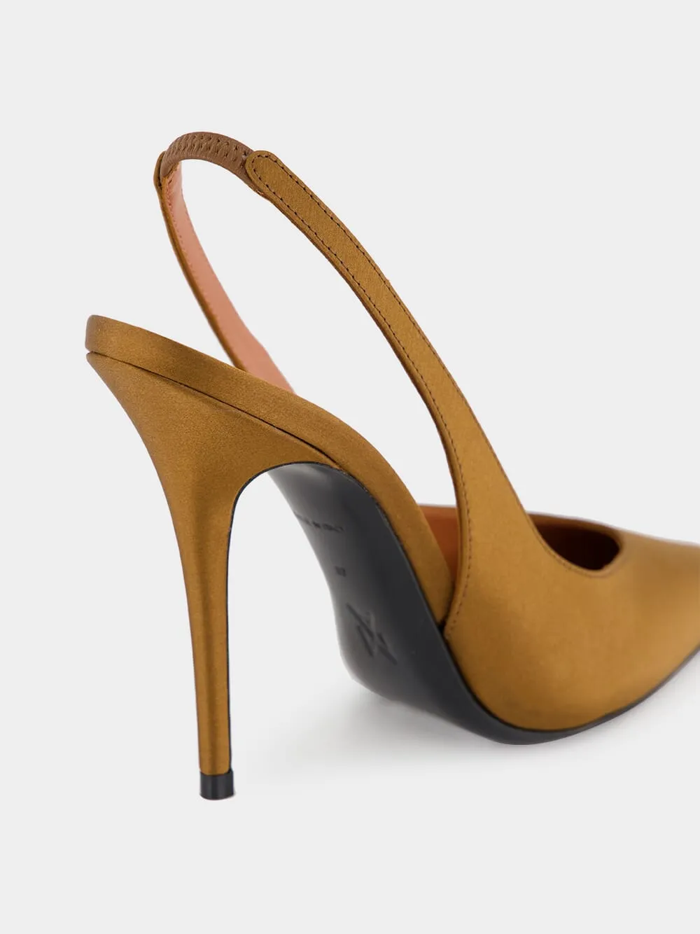 Mocha Satin Anok Slingback Pumps