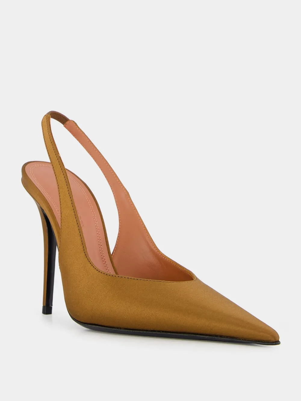 Mocha Satin Anok Slingback Pumps