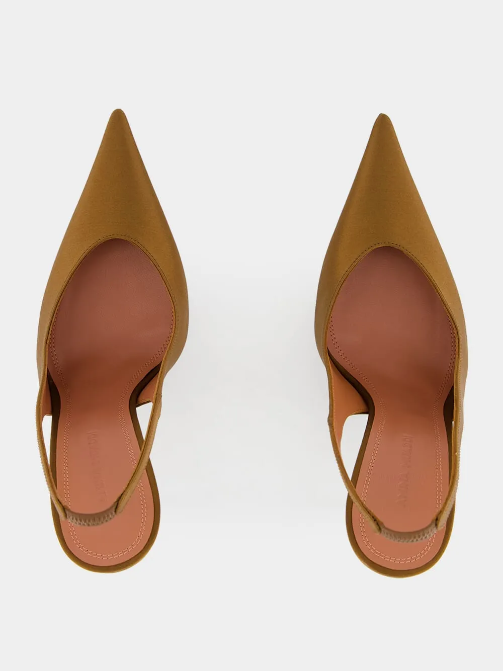 Mocha Satin Anok Slingback Pumps
