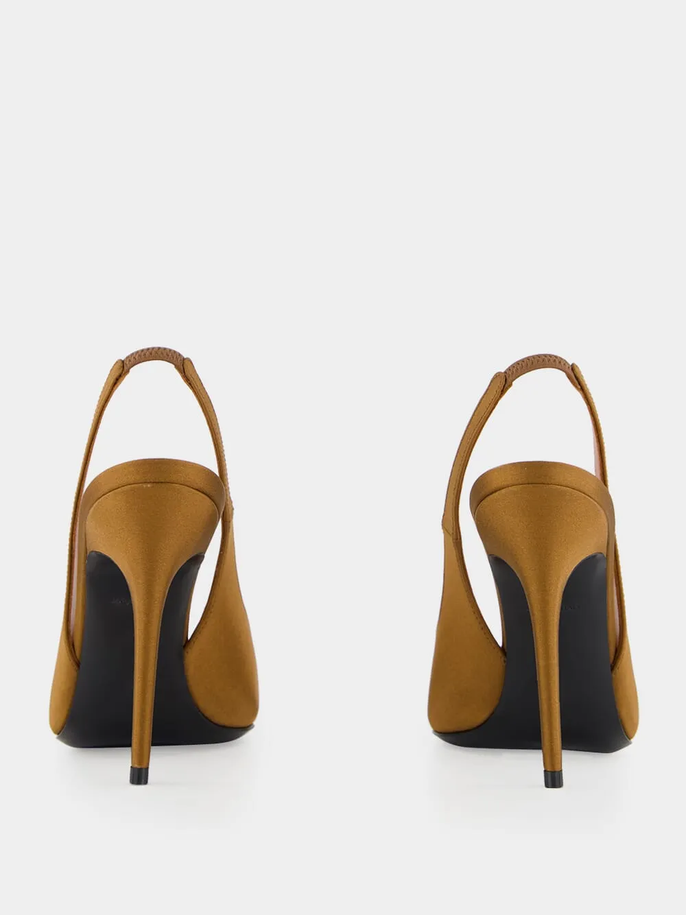 Mocha Satin Anok Slingback Pumps