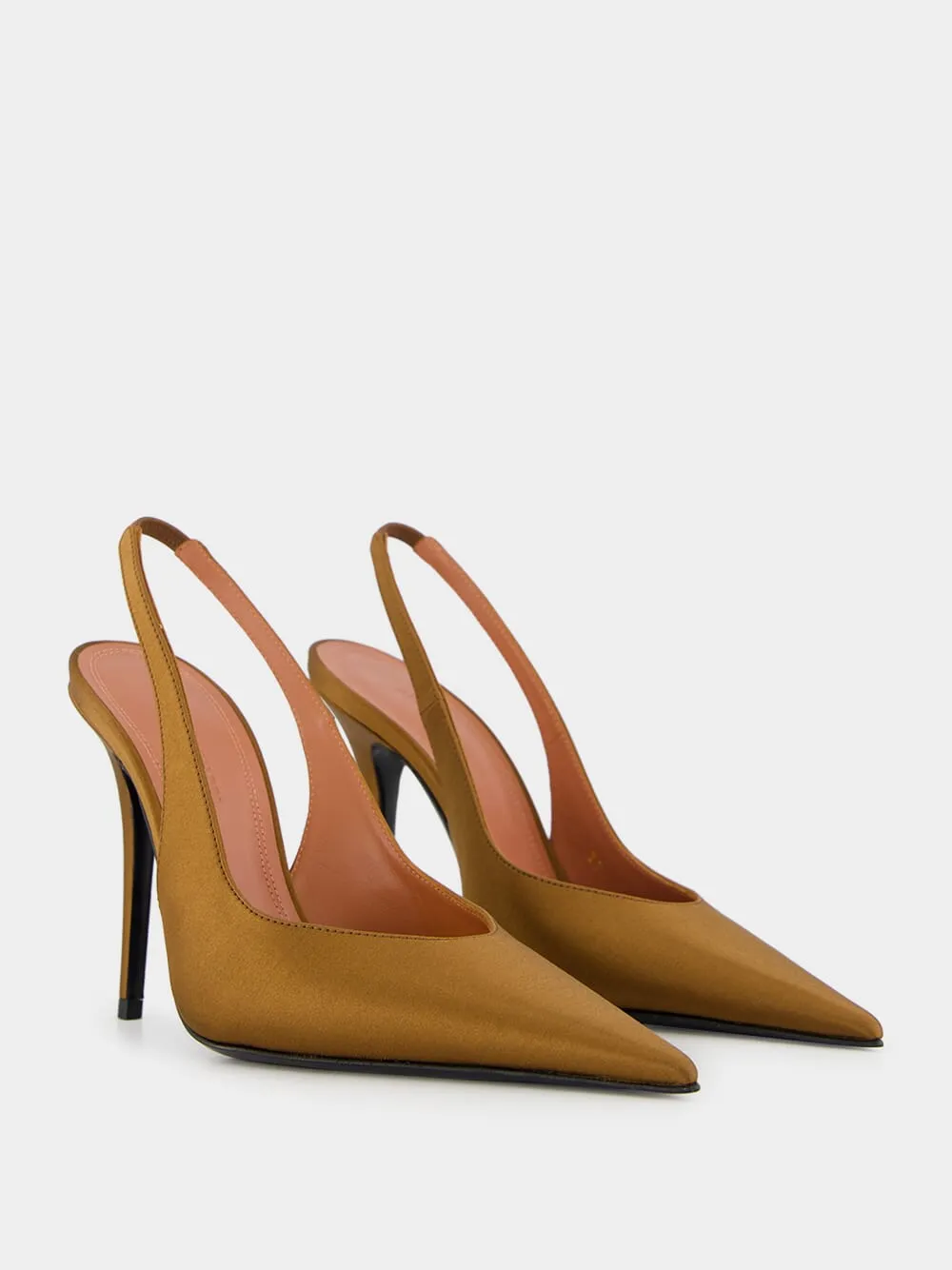 Mocha Satin Anok Slingback Pumps