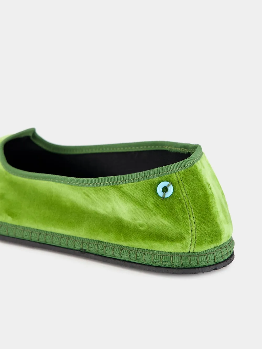 Modigliani Flats in Asparagus Green Velvet