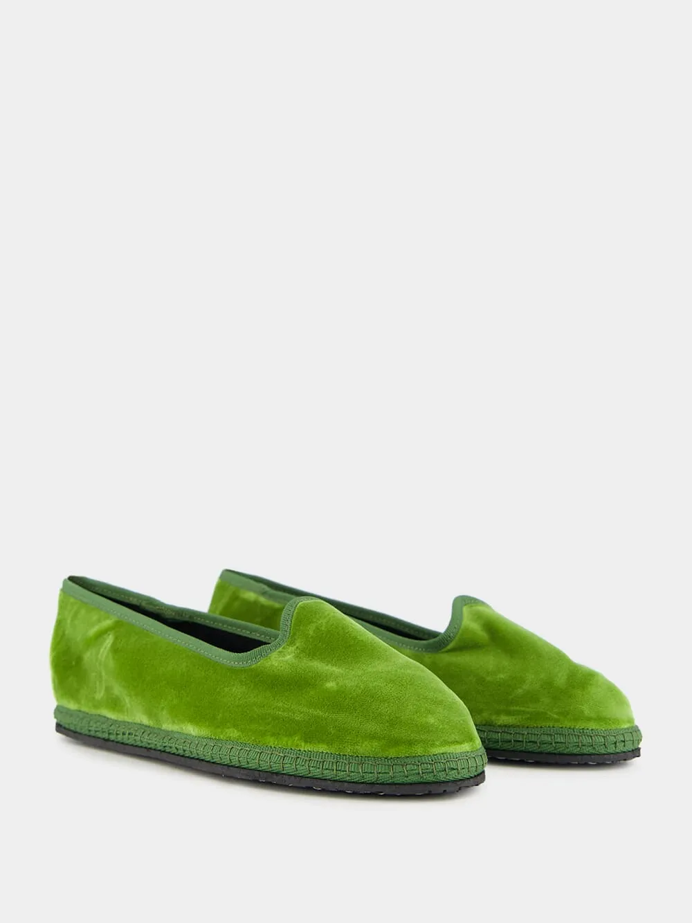 Modigliani Flats in Asparagus Green Velvet
