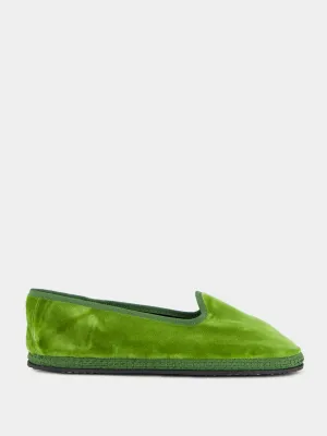 Modigliani Flats in Asparagus Green Velvet