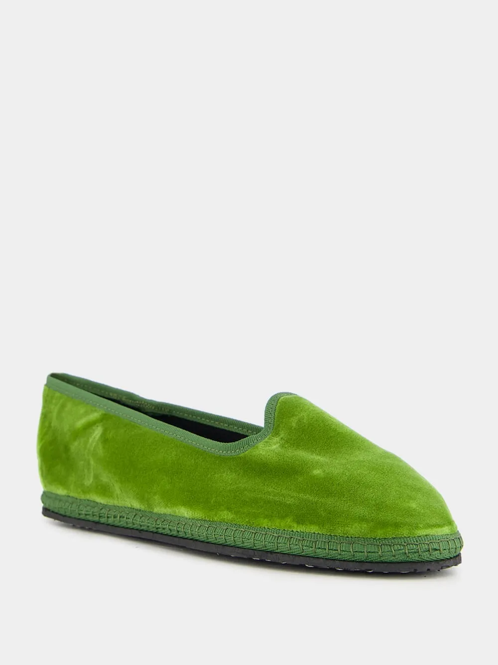 Modigliani Flats in Asparagus Green Velvet