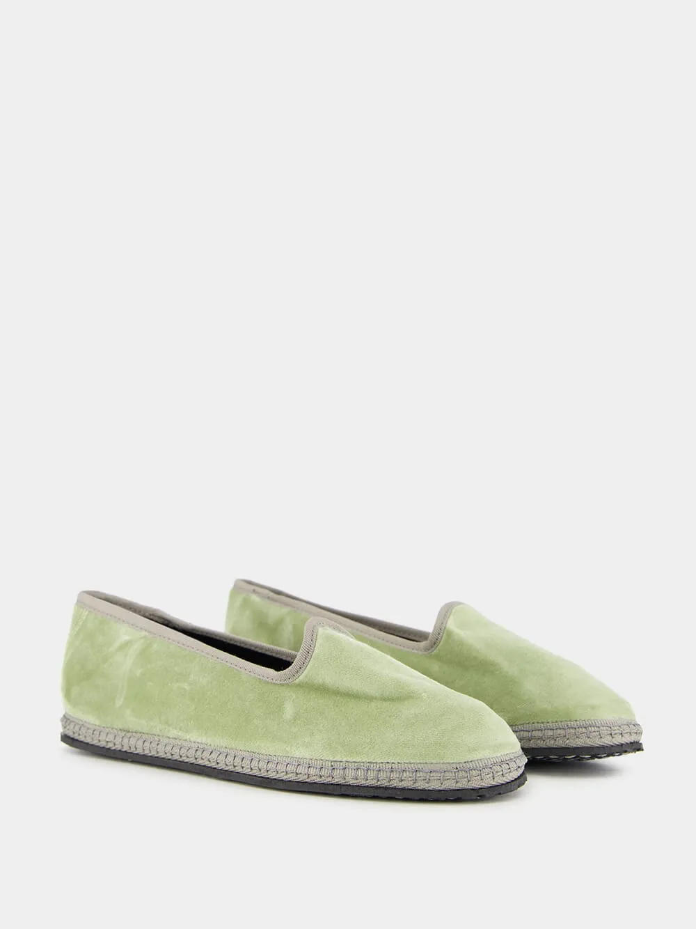 Modigliani Flats in Sage Green Velvet