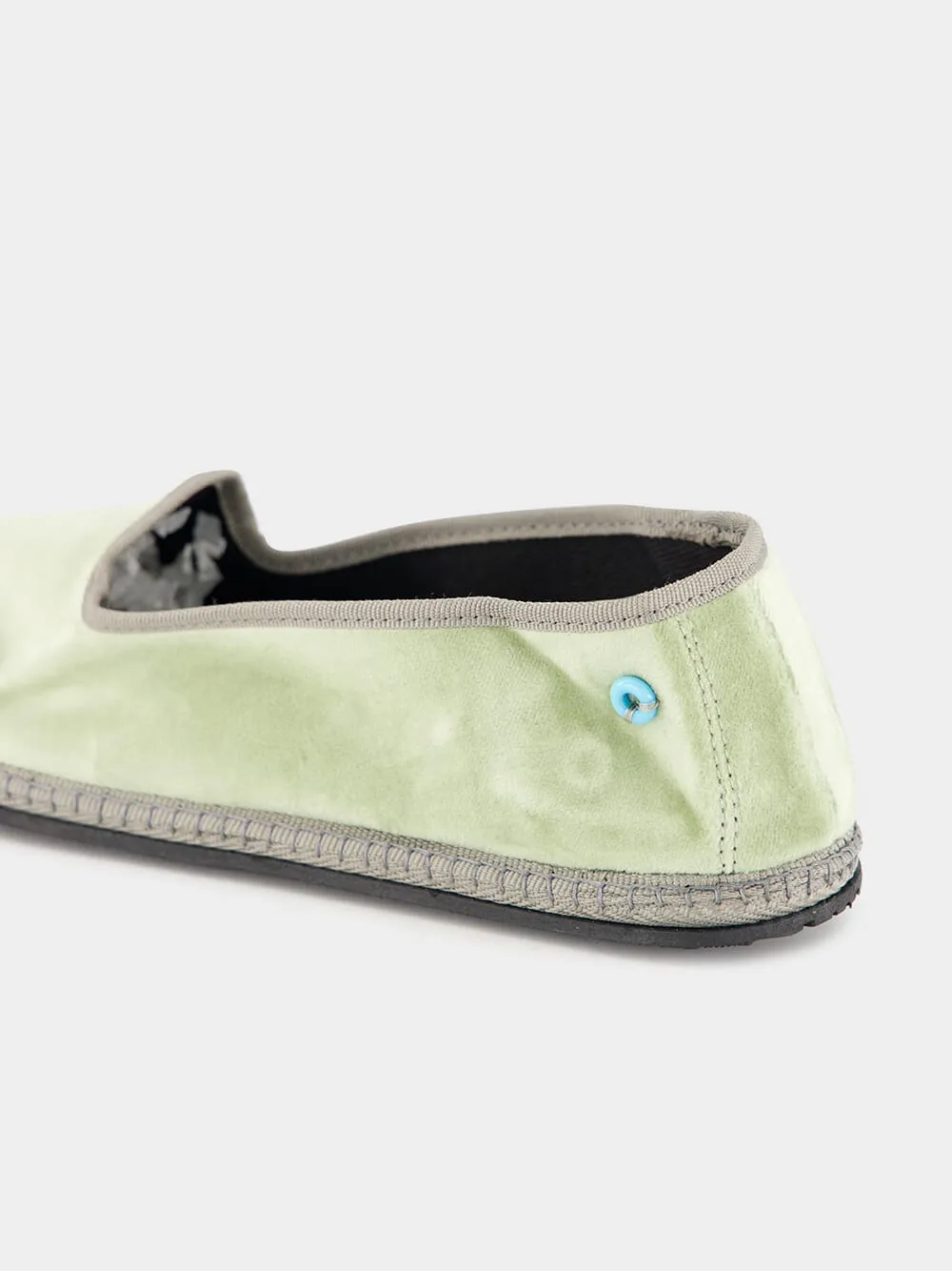 Modigliani Flats in Sage Green Velvet