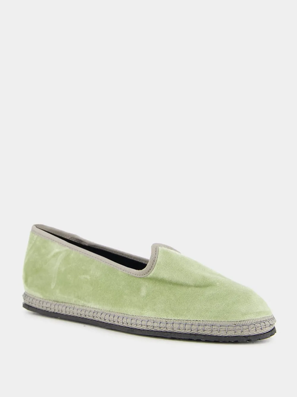 Modigliani Flats in Sage Green Velvet