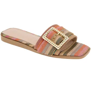 Mollie Womens Buckle Knit Slide Sandals