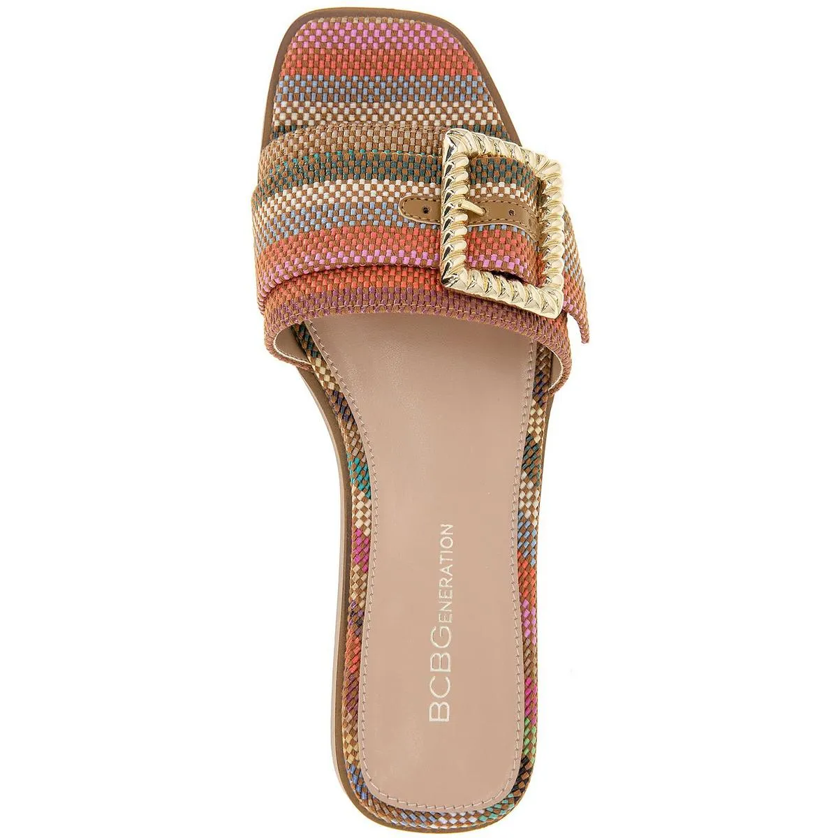 Mollie Womens Buckle Knit Slide Sandals