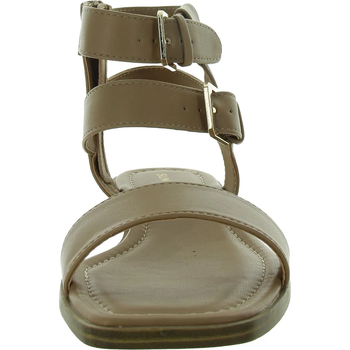 MONAACO Womens Faux Leater Zipper Flatform Sandals