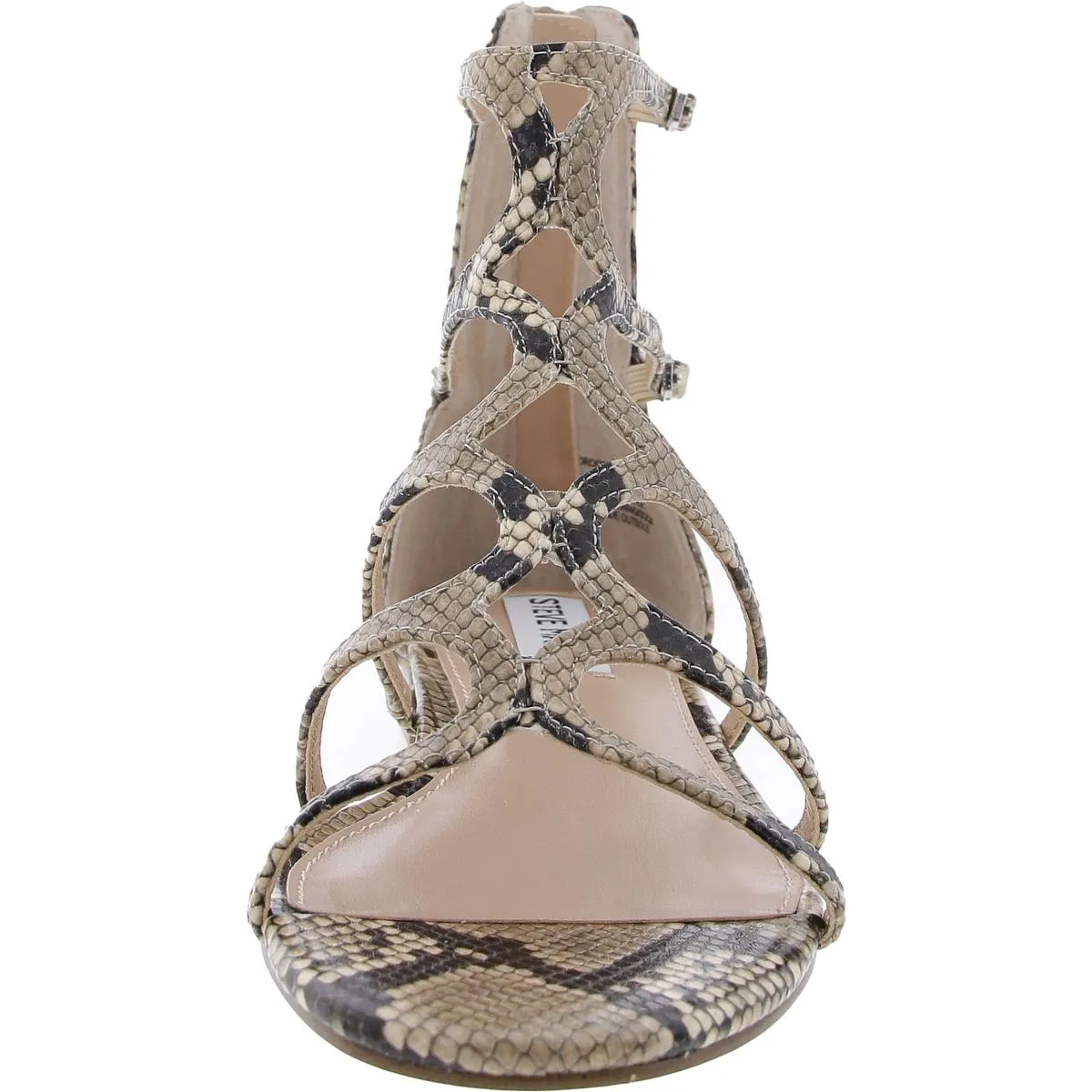 Morocco Womens Snake Print Faux Leather Block Heel