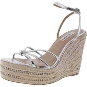 Mya Womens Woven Faux Leather Wedge Sandals