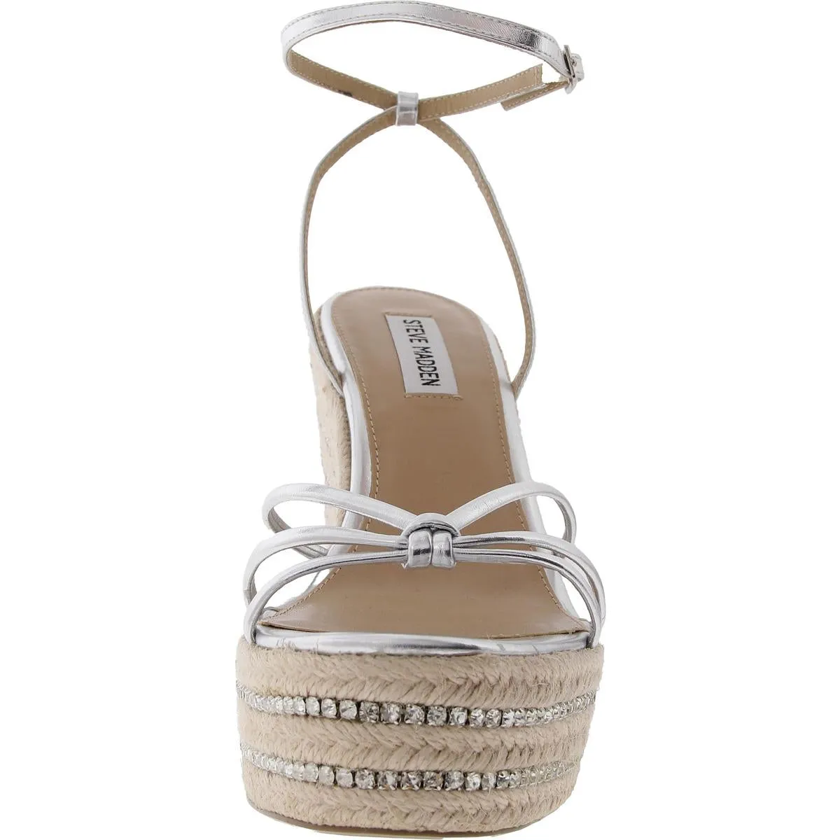 Mya Womens Woven Faux Leather Wedge Sandals