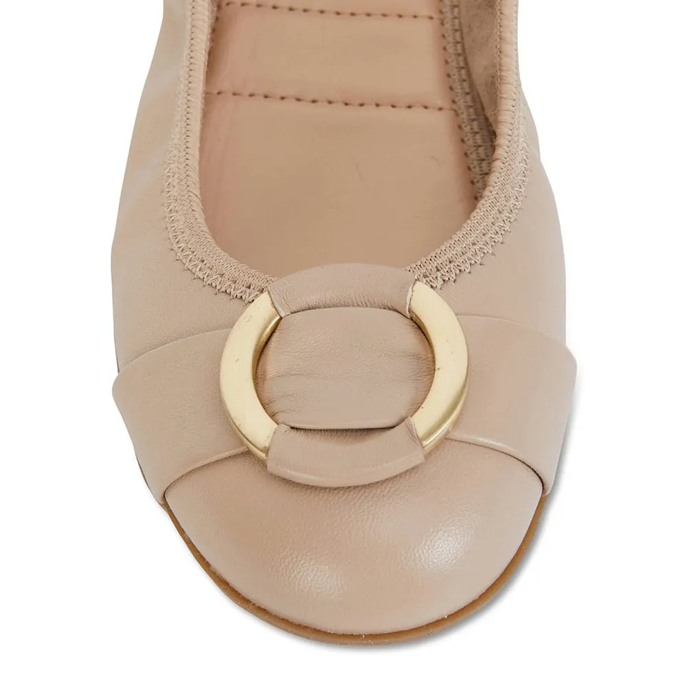 Nadine Flat in Nude Leather
