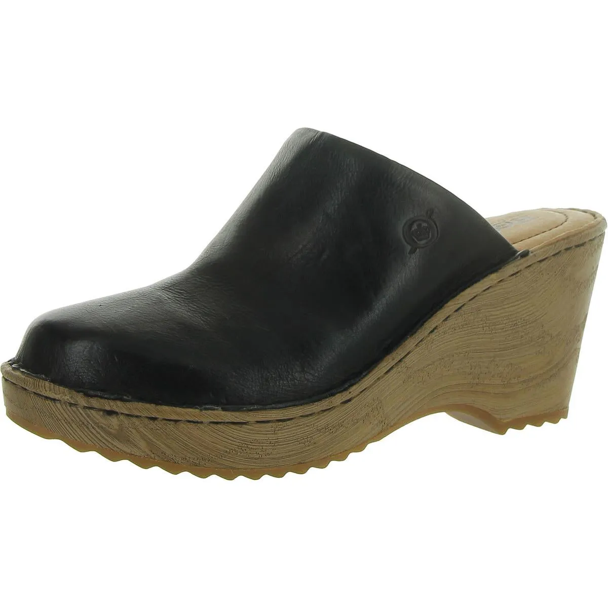 Natalie Womens Leather Slip-On Mule Sandals