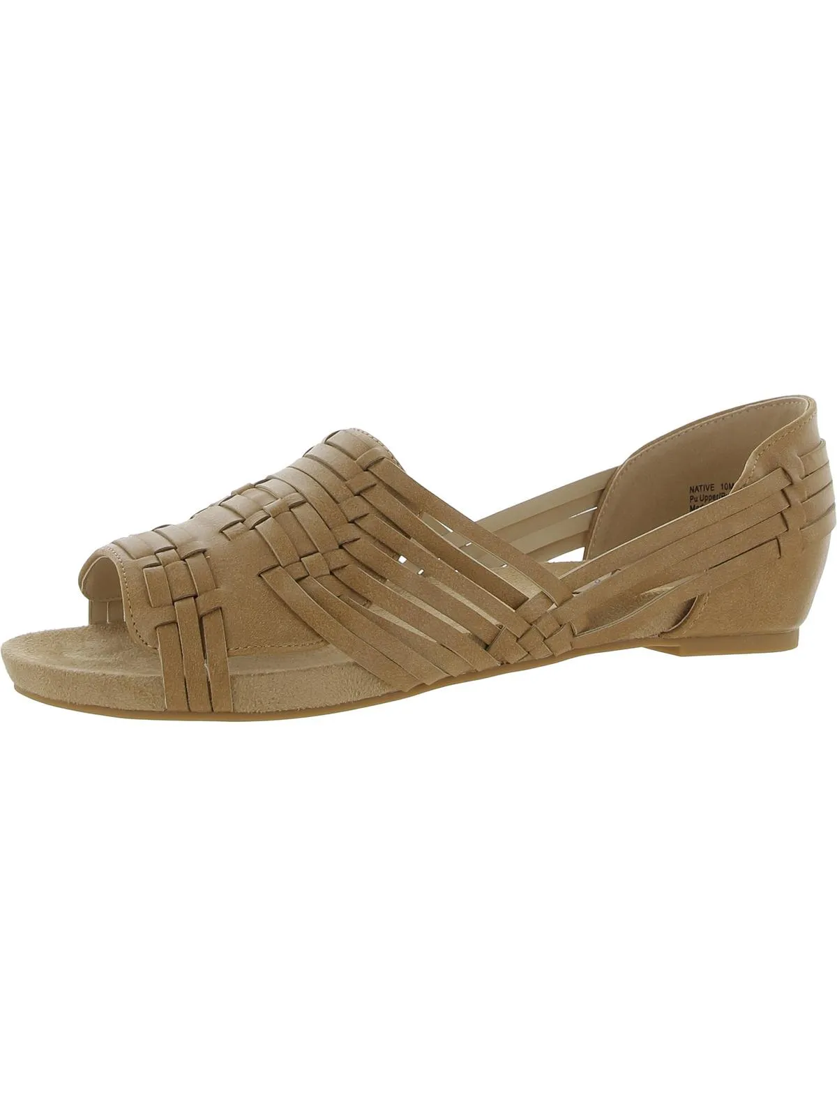 Native Womens Faux Leather Peep-Toe Huarache Sandals