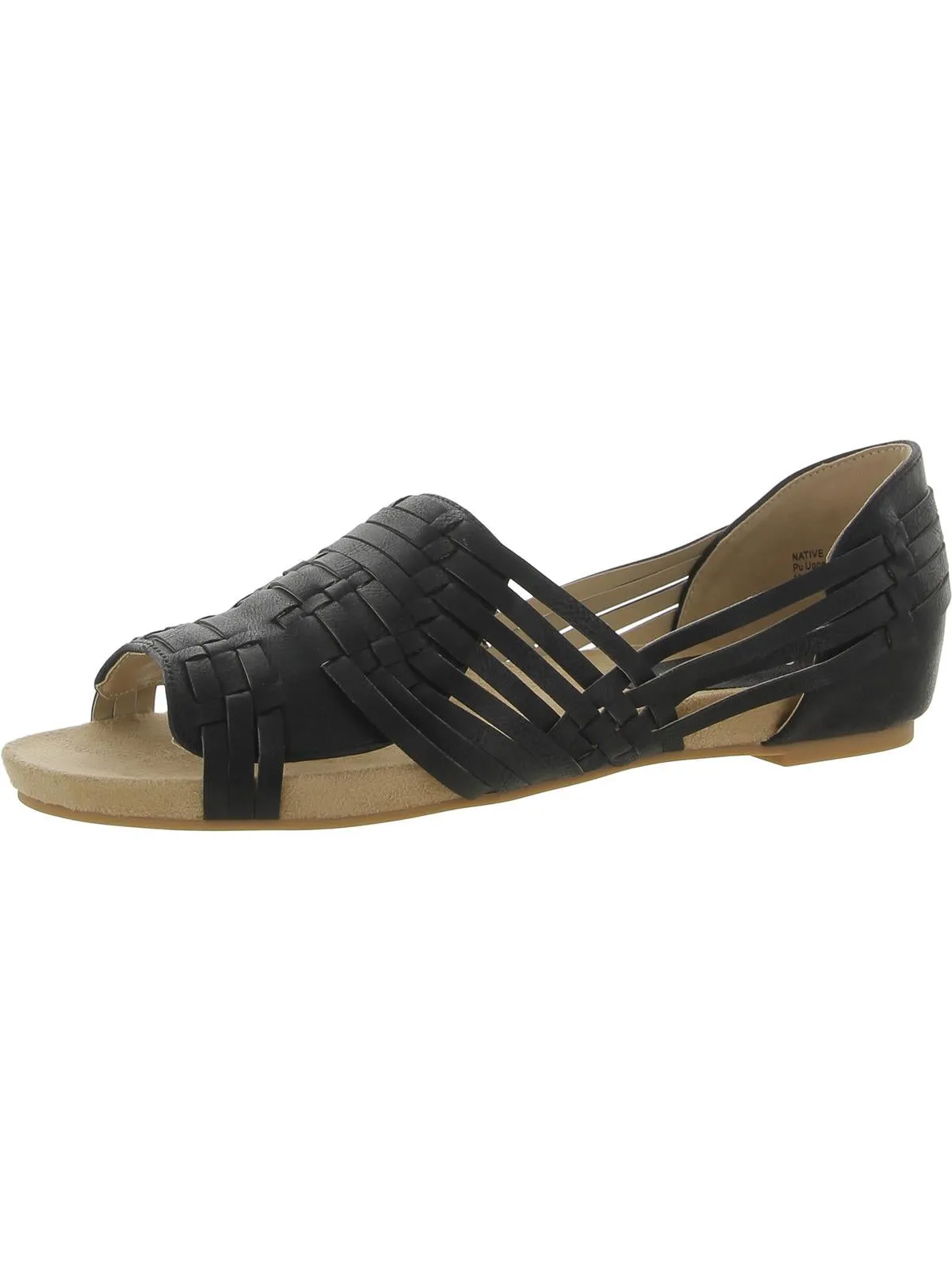 Native Womens Faux Leather Peep-Toe Huarache Sandals