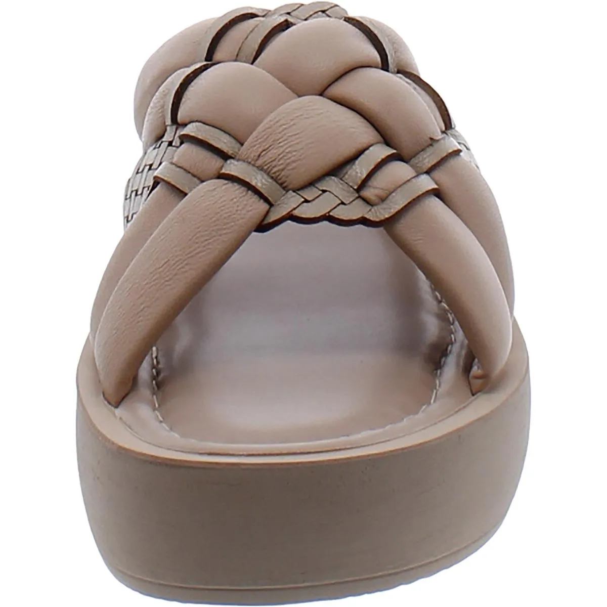 Ned-Italy Womens Leather Woven Slide Sandals