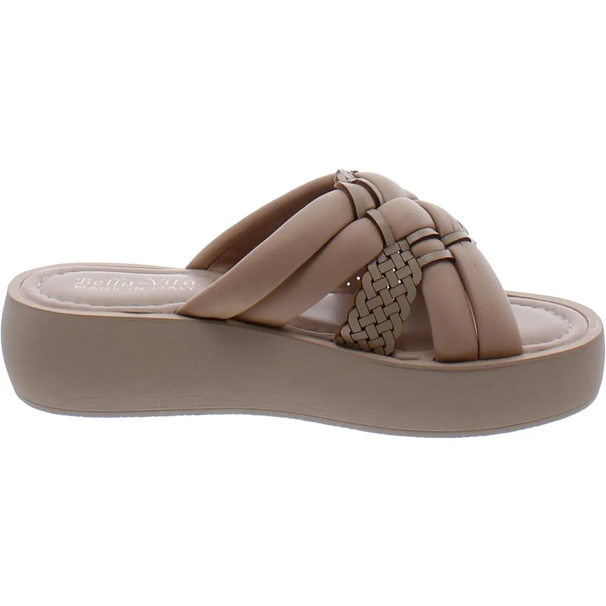 Ned-Italy Womens Leather Woven Slide Sandals