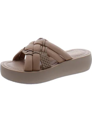 Ned-Italy Womens Leather Woven Slide Sandals