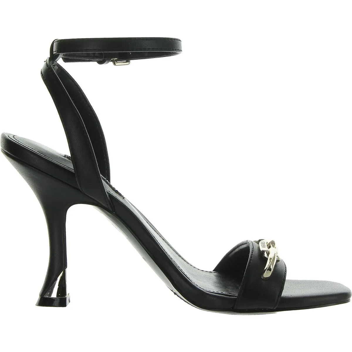 Neela Womens Faux Leather Metallic Ankle Strap
