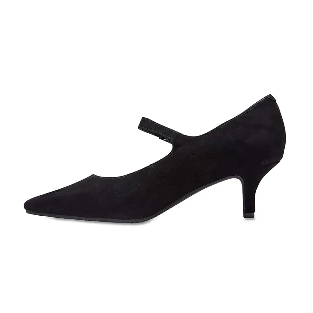 Neon Heel in Black Suede