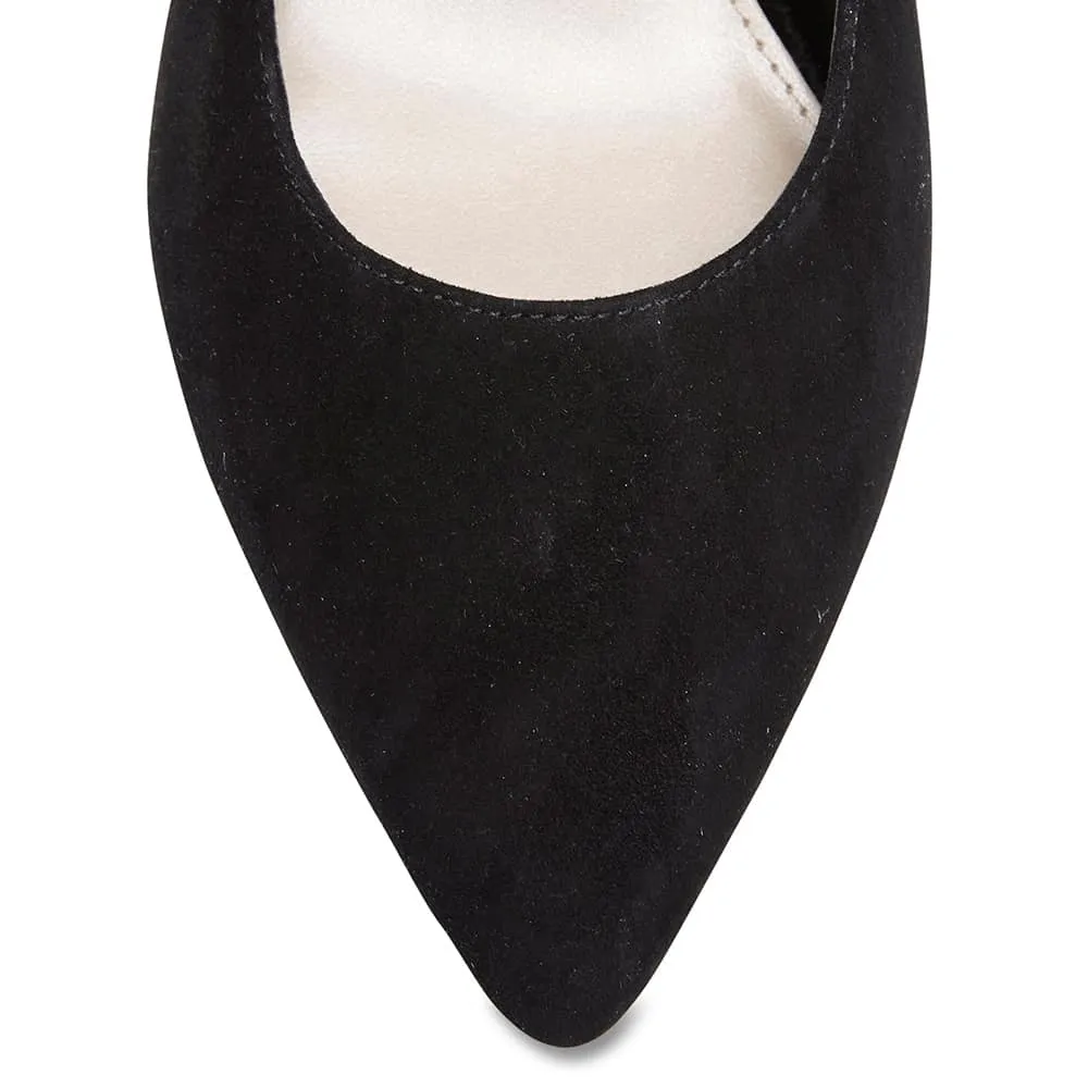 Neon Heel in Black Suede