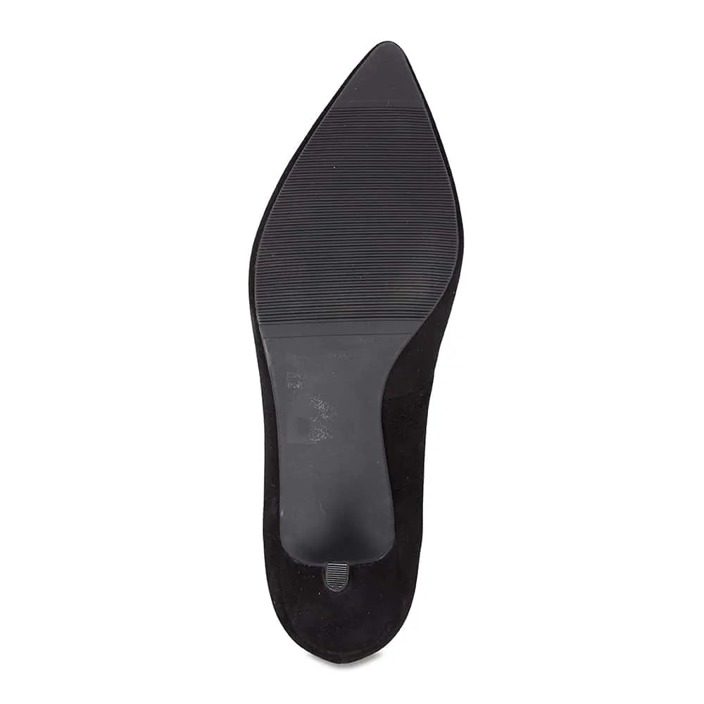 Neon Heel in Black Suede
