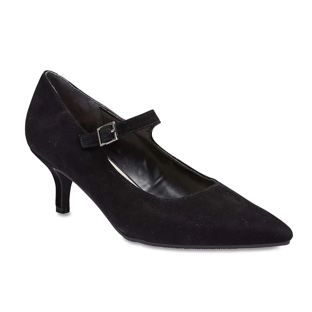 Neon Heel in Black Suede