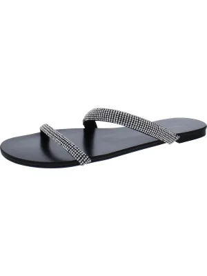 Nerica Womens Rhinestone Metallic Slide Sandals