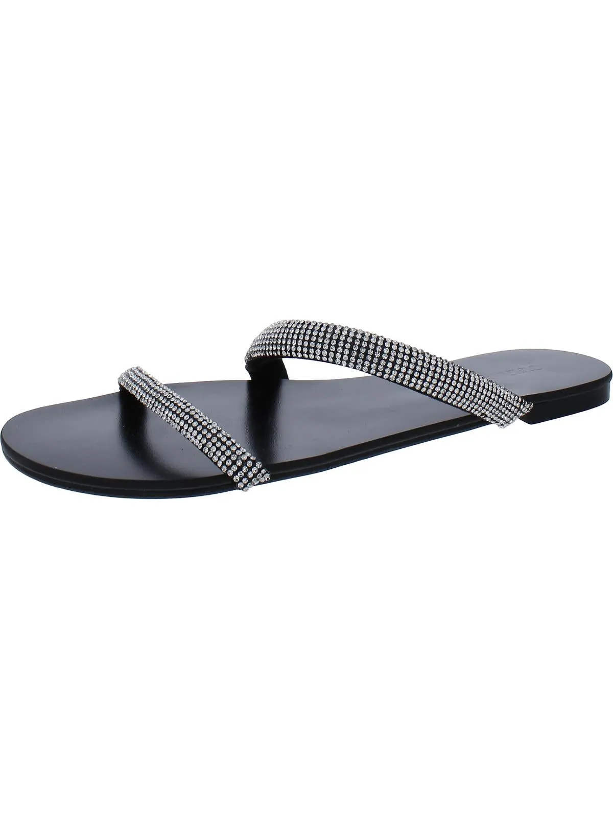Nerica Womens Rhinestone Metallic Slide Sandals