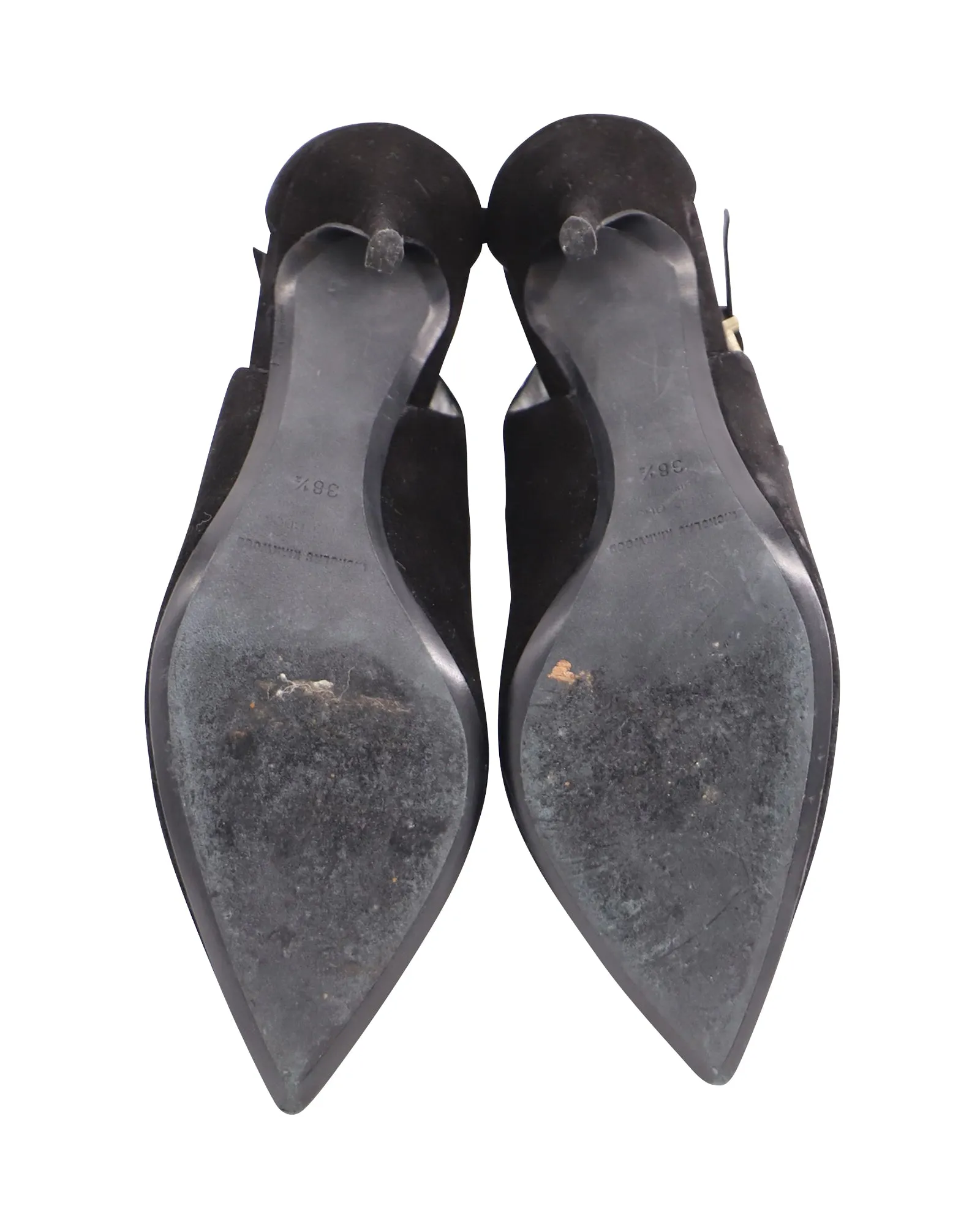 Nicholas Kirkwood Buckle Strappy Pointed Heels in Black Suede