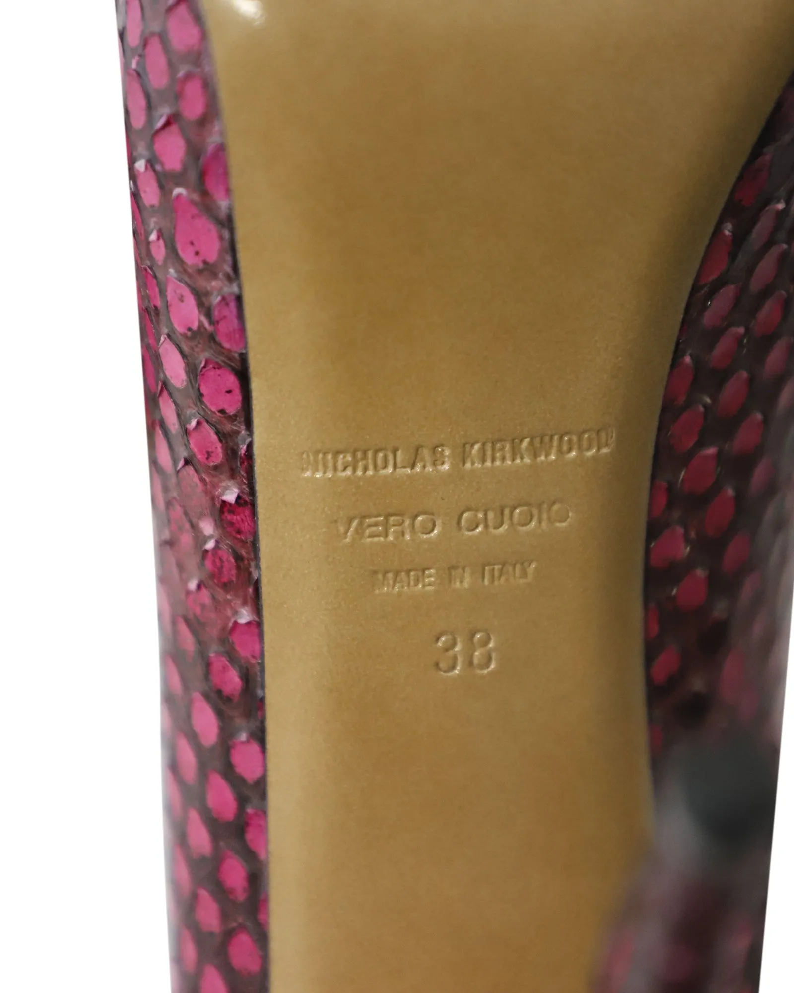 Nicholas Kirkwood Snakeskin-Embossed Pumps in Purple Leather