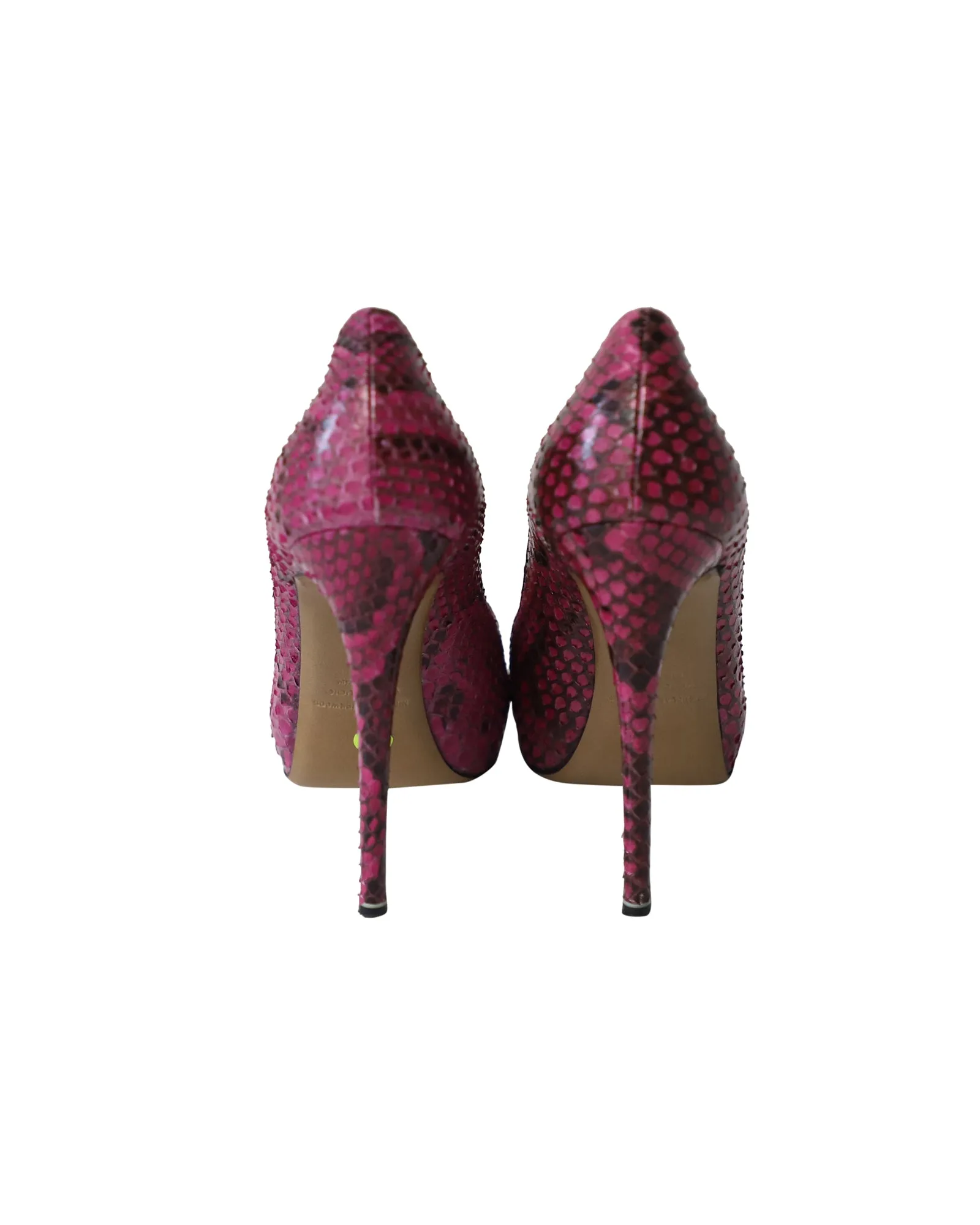Nicholas Kirkwood Snakeskin-Embossed Pumps in Purple Leather