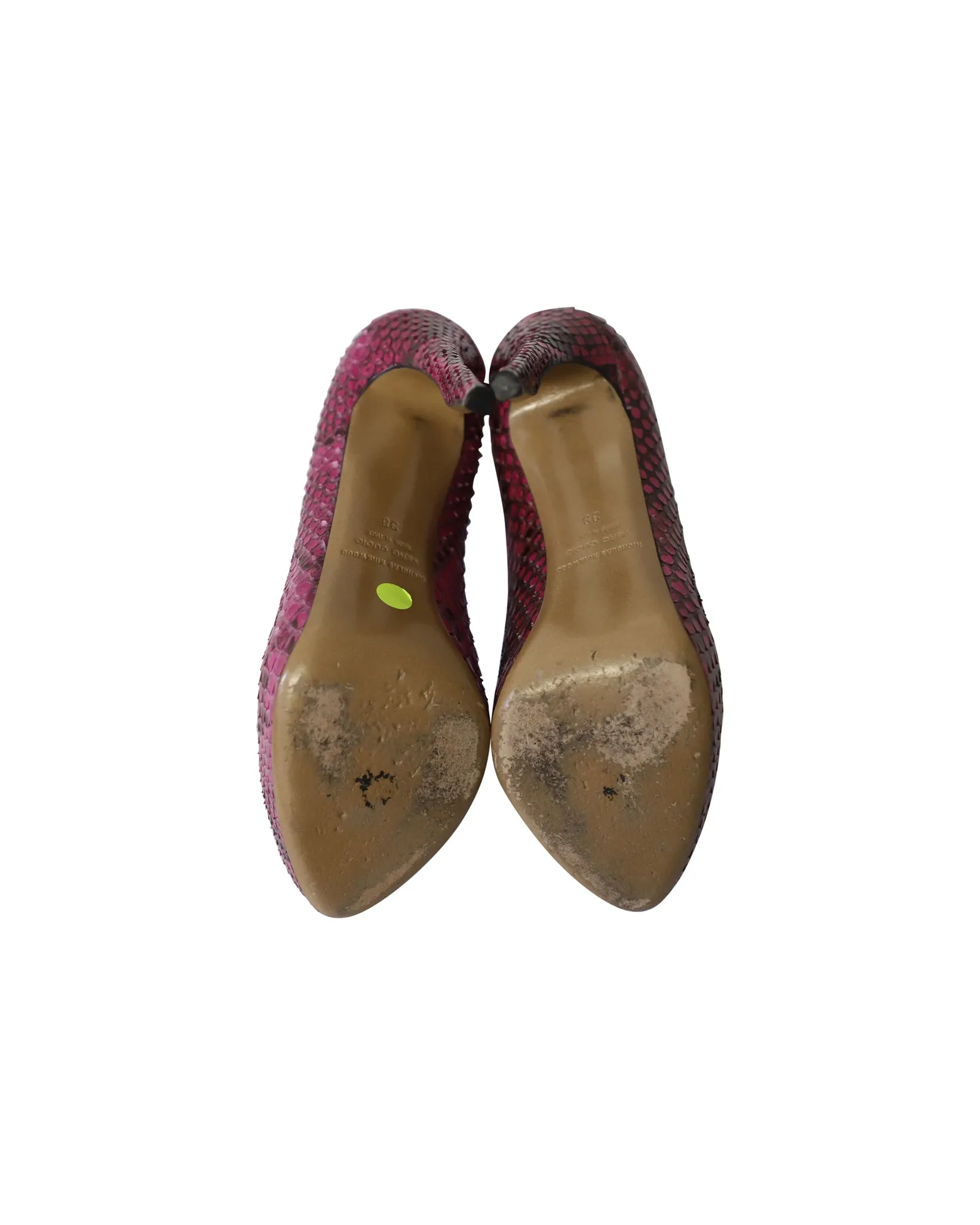 Nicholas Kirkwood Snakeskin-Embossed Pumps in Purple Leather