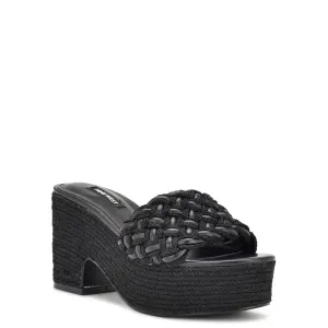 Nine West Roxana WNROXANA2-001 Sandal Womens US 9.5 Black Braided Slip On KHD316