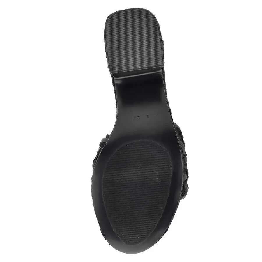 Nine West Roxana WNROXANA2-001 Sandal Womens US 9.5 Black Braided Slip On KHD316