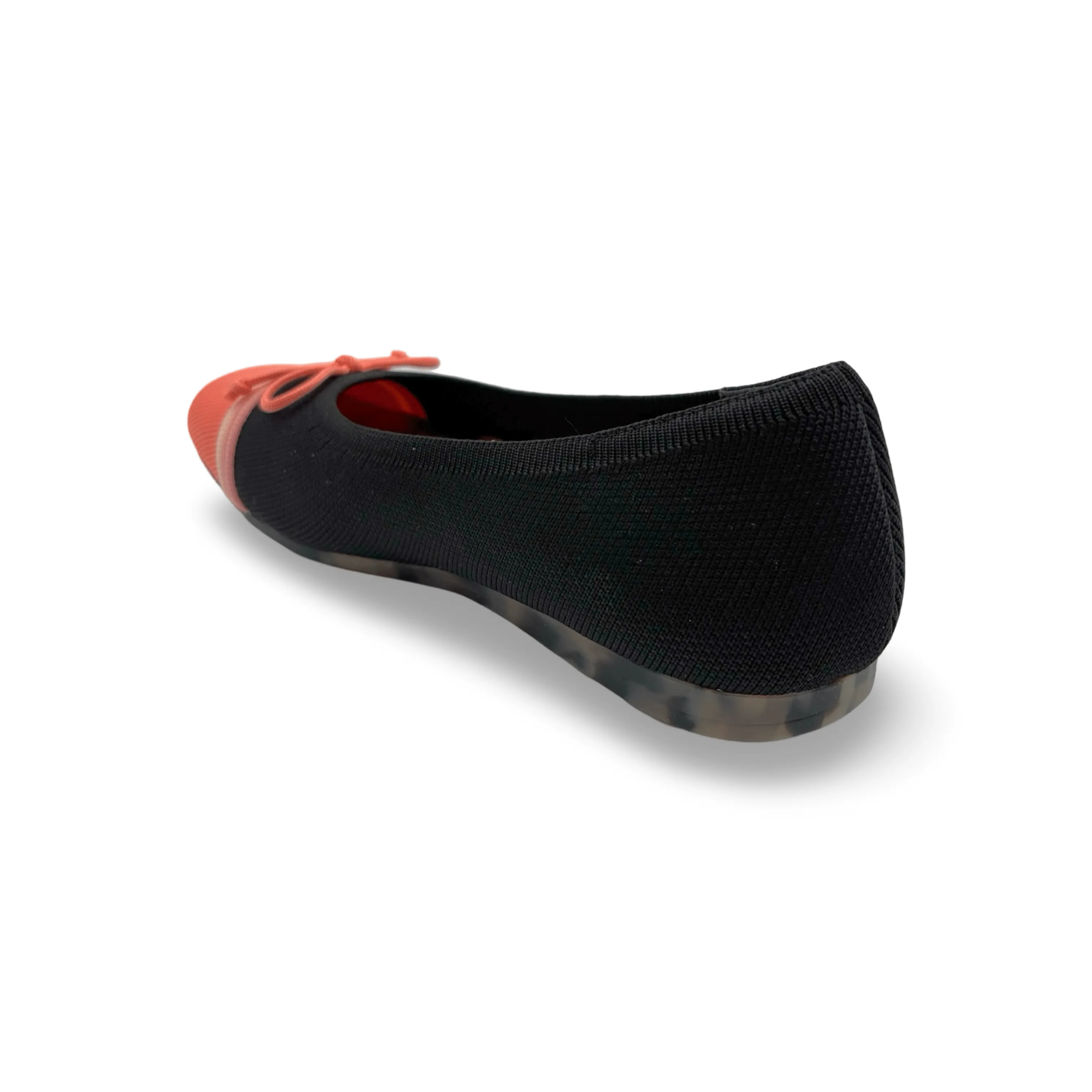 Noelle Black/Coral Knit Fabric Flat