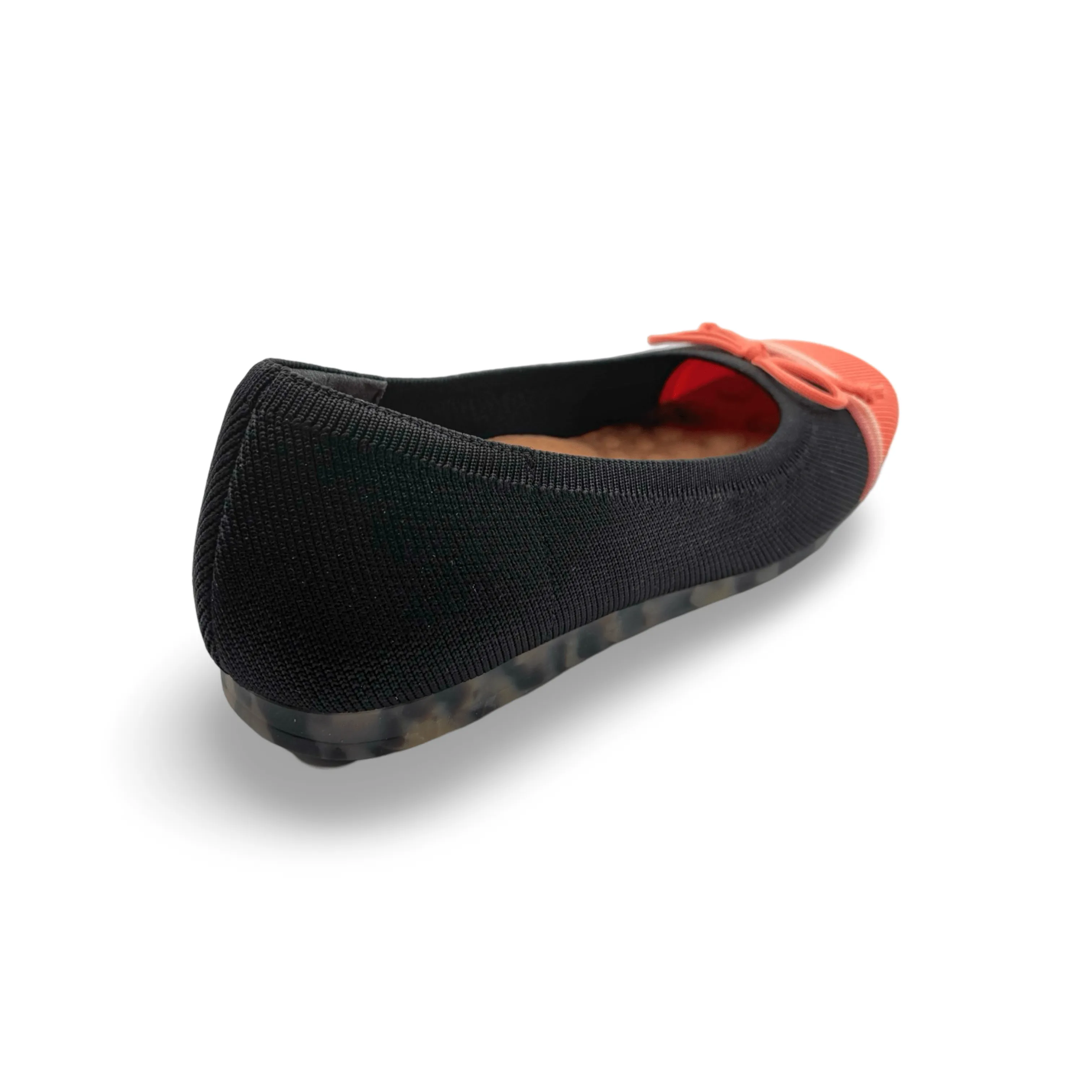 Noelle Black/Coral Knit Fabric Flat